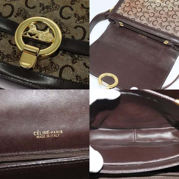 CELINE C Sulky Shoulder Bag Canvas Brown Gold - Picture 11 of 12